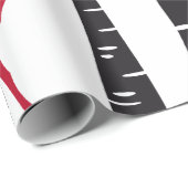 赤いクリスマスのシカおよび鳥が付いている樺の木 ラッピングペーパー (ロールコーナー)