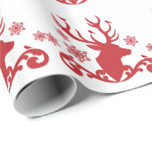 赤いクリスマスのシカが付いている包装紙ロールは設計します ラッピングペーパー (ロールコーナー)