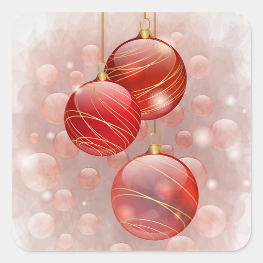 赤いクリスマスのシール スクエアシール (正面)