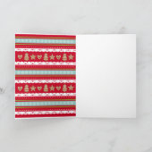 赤いクリスマスのジンジャーブレッドのクッキーカード シーズンカード (内部)