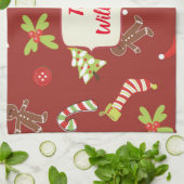 赤いクリスマスのジンジャーブレッドの休日 キッチンタオル (折り畳み)