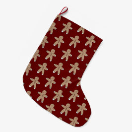 赤いクリスマスのジンジャーブレッドクッキー ラージクリスマスストッキング
