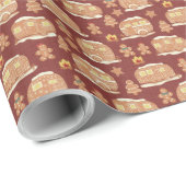 赤いクリスマスのジンジャーブレッド ラッピングペーパー (ロールコーナー)