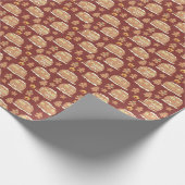 赤いクリスマスのジンジャーブレッド ラッピングペーパー (角)