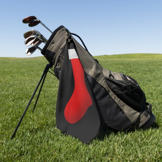 赤いクリスマスのストッキングの描写 ゴルフタオル (グリーン)