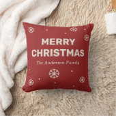 赤いクリスマスのスノーフレーク クッション (ブランケット)