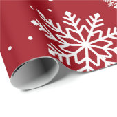 赤いクリスマスのスノーフレーク・パターン ラッピングペーパー (ロールコーナー)