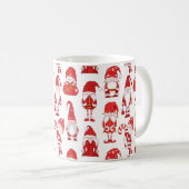 赤いクリスマスのノームキャラ模様 コーヒーマグカップ (正面右)