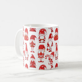 赤いクリスマスのノームキャラ模様 コーヒーマグカップ