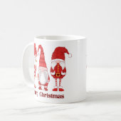 赤いクリスマスのノーム3体 メリークリスマス コーヒーマグカップ (正面左)