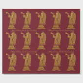 赤いクリスマスのパーソナライズな金ゴールドの天使 ラッピングペーパー (フラット)