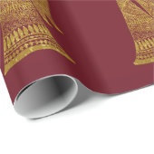 赤いクリスマスのパーソナライズな金ゴールドの天使 ラッピングペーパー (ロールコーナー)