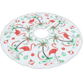 赤いクリスマスのフラミンゴのつまらないものの木のスカート ブラッシュドポリエステルツリースカート (アングル)