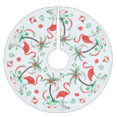 赤いクリスマスのフラミンゴのつまらないものの木のスカート ブラッシュドポリエステルツリースカート (正面)