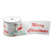 赤いクリスマスのフラミンゴのメリークリスマスのリボン サテンリボン (リール)