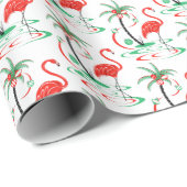 赤いクリスマスのフラミンゴの包装紙 ラッピングペーパー (ロールコーナー)