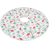 赤いクリスマスのフラミンゴの数々のな木のスカート ブラッシュドポリエステルツリースカート (アングル)