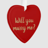 赤いクリスマスのプロポーショカスタムンと結婚してくれないか オーナメント (正面)