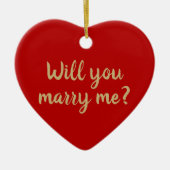 赤いクリスマスのプロポーショカスタムンと結婚してくれないか セラミックオーナメント (正面)