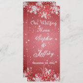 赤いクリスマスのメ結婚ニューに雪が降る メニュー (正面/裏面)