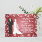 赤いクリスマスのリハーサルの夕食の雪片 招待状 (スタンド正面)