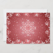 赤いクリスマスのリハーサルの夕食の雪片 招待状 (裏面)