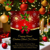赤いクリスマスの企業のブラックタイのディナー・パーティ 招待状