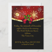 赤いクリスマスの企業のブラックタイのディナー・パーティ 招待状 (裏面)