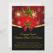 赤いクリスマスの企業のブラックタイのディナー・パーティ 招待状 (正面)