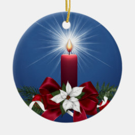 赤いクリスマスの休日の蝋燭 セラミックオーナメント