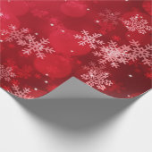 赤いクリスマスの休日の輝き及び雪片 ラッピングペーパー (角)