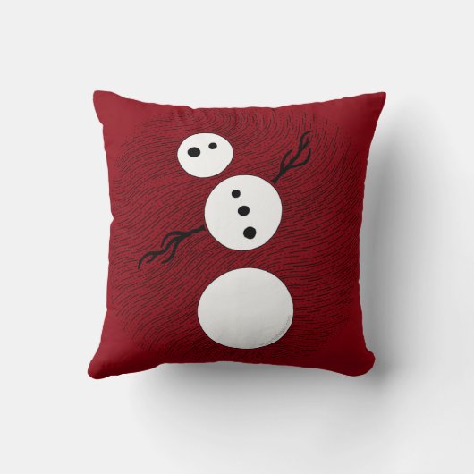 赤いクリスマスの休日のZの白黒雪だるま クッション (裏面)