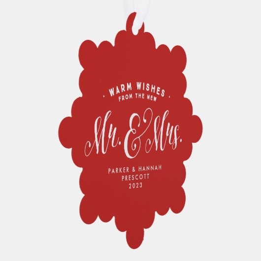 赤いクリスマスの写真エレガントを撮った オーナメントカード (右)