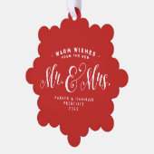 赤いクリスマスの写真エレガントを撮った オーナメントカード (左)