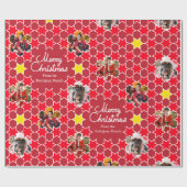 赤いクリスマスの写真ラップの星模様の色合い ラッピングペーパー (フラット)