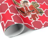 赤いクリスマスの写真ラップの星模様の色合い ラッピングペーパー (ロールコーナー)