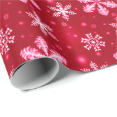 赤いクリスマスの包装紙の雪片 ラッピングペーパー (ロールコーナー)