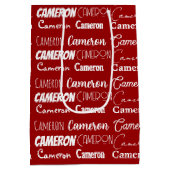 赤いクリスマスの名前のコラージュパーソナライズされた ミディアムペーパーバッグ (裏面)