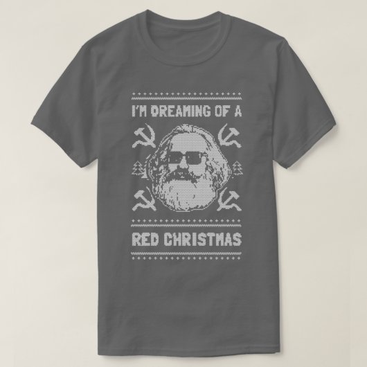 赤いクリスマスの夢を見ている Tシャツ (デザイン正面)