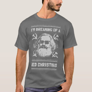 赤いクリスマスの夢を見ている Tシャツ