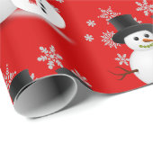 赤いクリスマスの工芸品の雪だるままたは ラッピングペーパー (ロールコーナー)