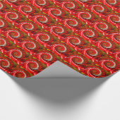 赤いクリスマスの巻き飾りフェスティバル ラッピングペーパー (角)