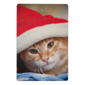 赤いクリスマスの帽子の小さい子ネコ ミニクリップボード (裏面)