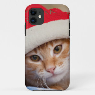 赤いクリスマスの帽子の小さい子ネコ iPhone 11 ケース