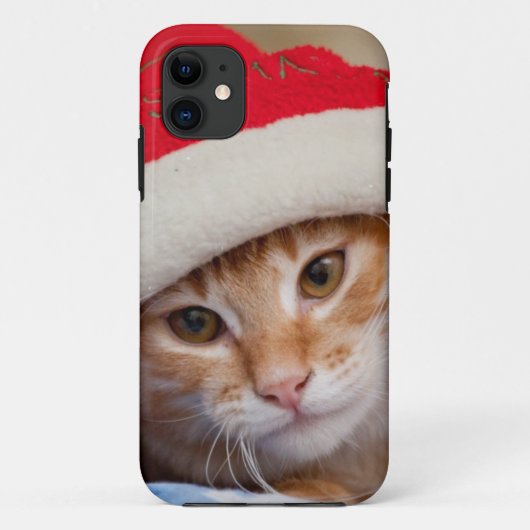 赤いクリスマスの帽子の小さい子ネコ Case-Mate iPhoneケース (裏面)