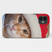 赤いクリスマスの帽子の小さい子ネコ Case-Mate iPhoneケース (裏面(横))