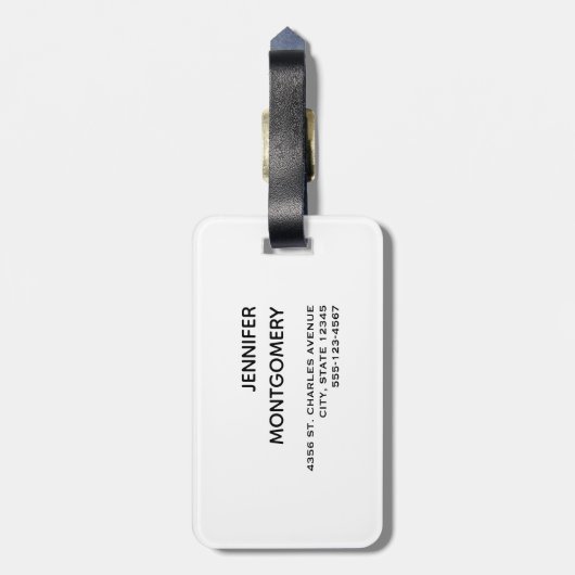 赤いクリスマスの帽子をかぶったかわいい白犬 ラゲッジタグ (裏面縦)