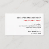 赤いクリスマスの帽子をかぶったかわいい白犬 名刺 (裏面)