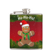 赤いクリスマスの帽子を持つジンジャーブレッドマン フラスク (正面)