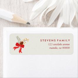 赤いクリスマスの弓 ラベル